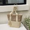 Straw Woven Tote Bag Women Summer Beach Handbag Natural Rattan Shoulder Bag Casual Vacation Style Bag