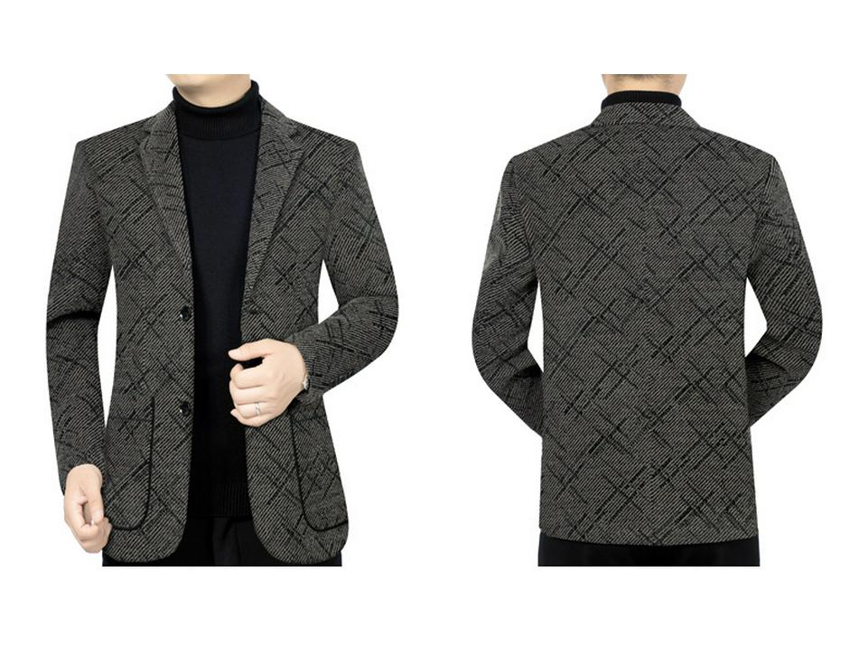 Woodpecker Men's Cashmere Wool Suit - Plush, Thickened Winter Wear for Middle-Aged & Casual Dad Style.