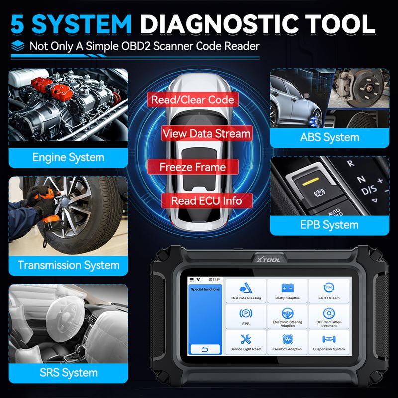 XTOOL D5S Car Diagnostic Tool Automatic OBD2 Scanner 16 Reset Functions with CANFD FCA Protocol Lifetime Free Update
