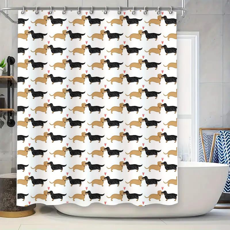 Dachshund Dog Shower Curtain Cute Weiner Dog Pattern Bathroom Decor Dog Lover Gift Funny Pet Shower Curtain Vintage Style W60H190(CM)-1 Pcs