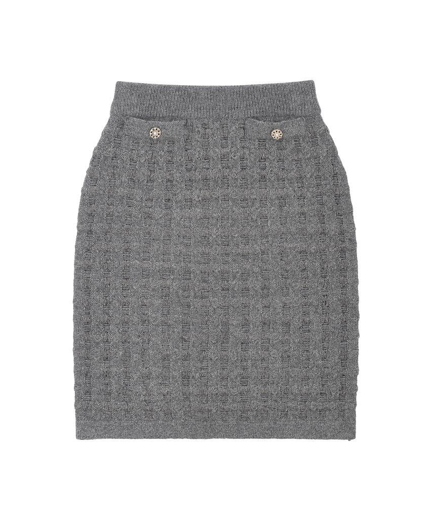Rene J Tweed Midi Knit Skirt