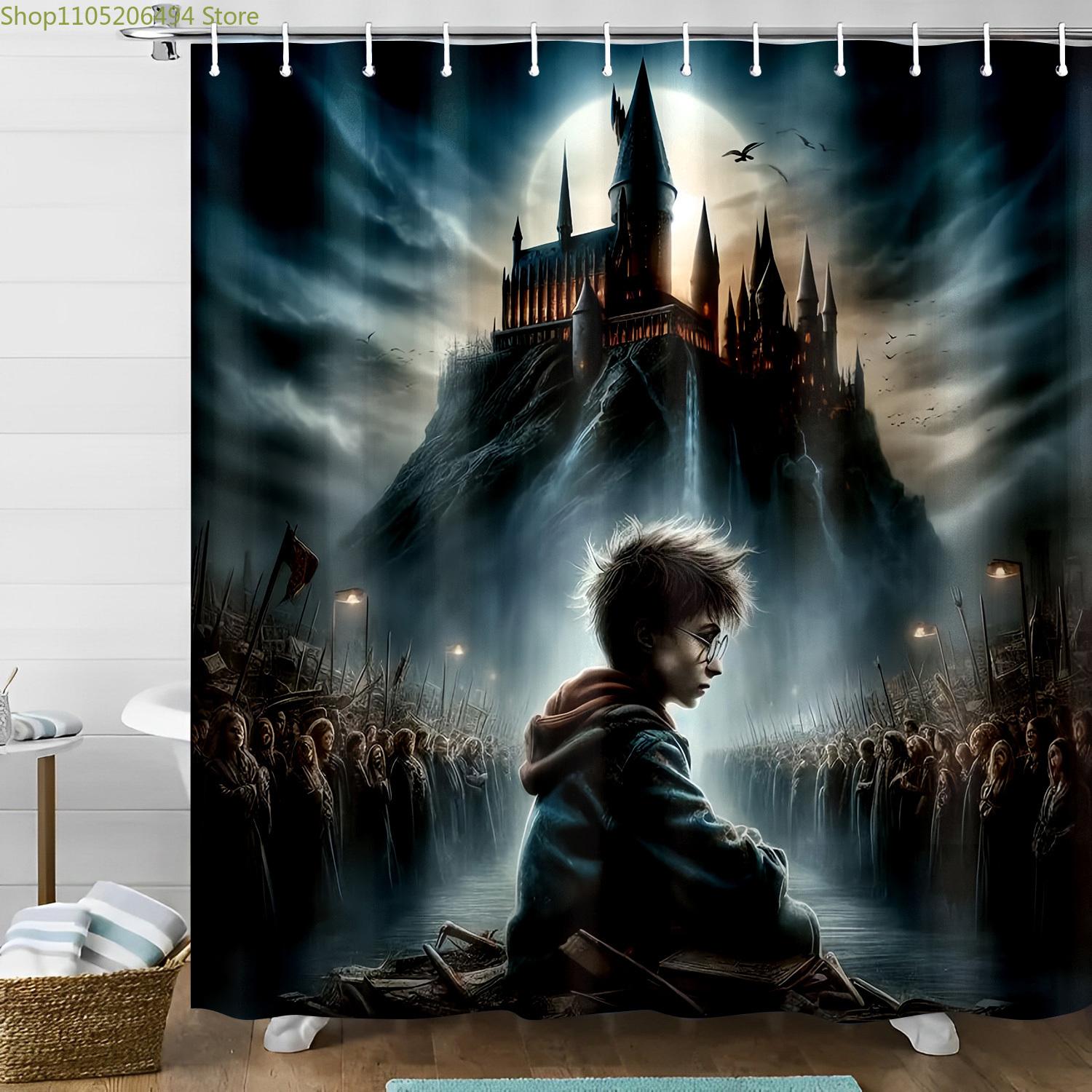 

Shower Curtain Featuring a Magical Castle Under a Full , Perfect for a Fantasy-Themed Bathroom, Ideal As a Valentine S Day Pre 90x180cm