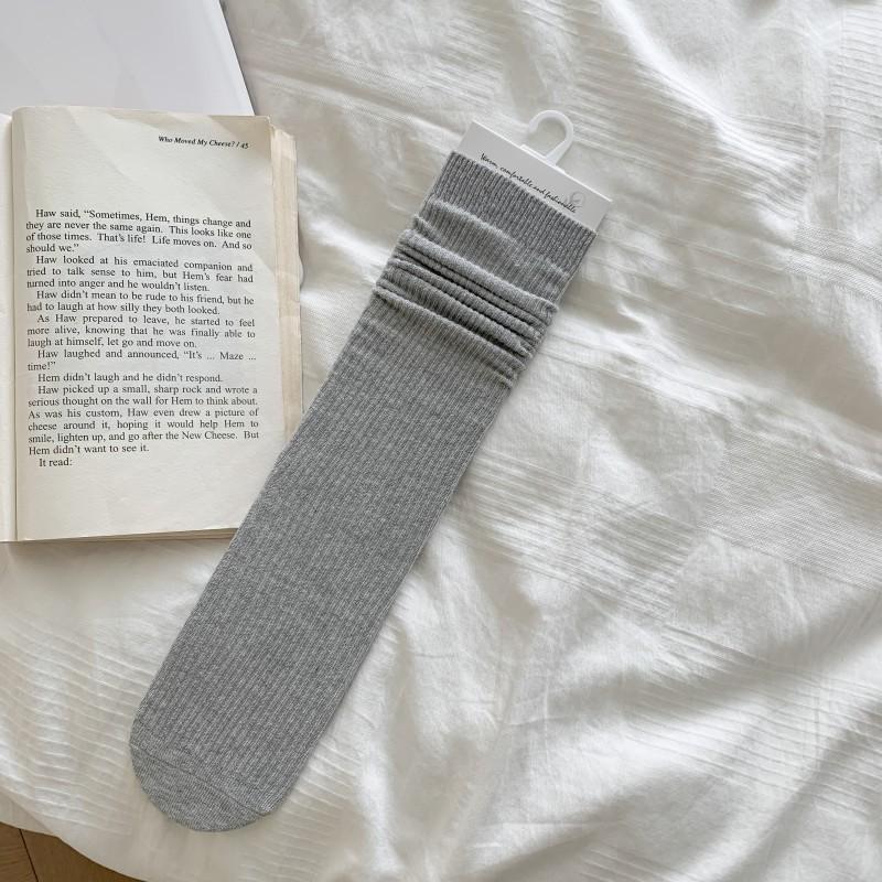 Double Needle Calf Socks Ultra-Thin Stacking Socks Wind Blogger With The Same Soft Korean Vertical Striped Ballet Shoes
