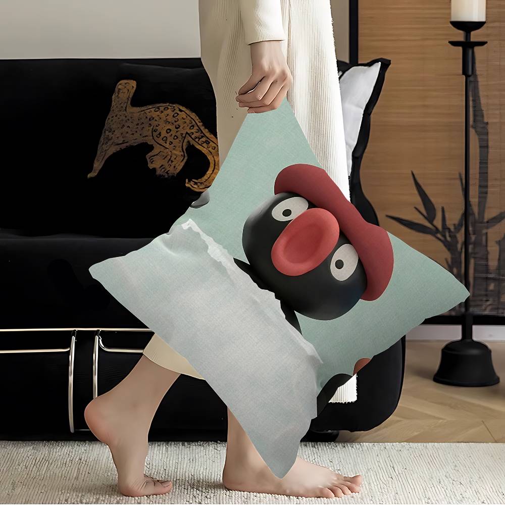 Cartoon Cute Pingu Penguin Anime Cushion Cover Inches Farmhouse Decor Home Throw Pillow Covers For Couch Decorations