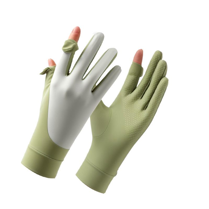 2025 New Sunscreen Gloves Women's UV Protection Flip Cover Summer Ice-feeling Ice Silk Cool Outdoor Cycling Gloves Women