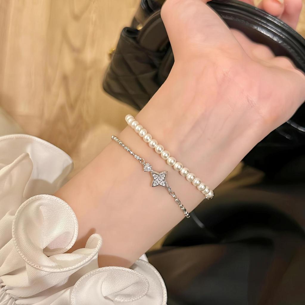 Super Fairy Full Diamond Tetragonal Star Bracelet Girls Ins Wind Bracelet Cold Wind Design Sense Niche Jewelry