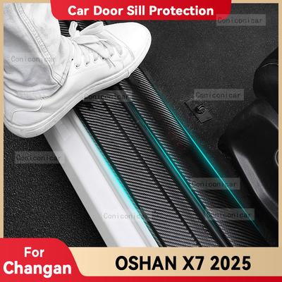 Bilklistermärke för dörrtröskel i kolfiber för CHANGAN OSHAN X7 2022-2025 Tröskelpedal Repskydd Interiördekorationsaccessoarer