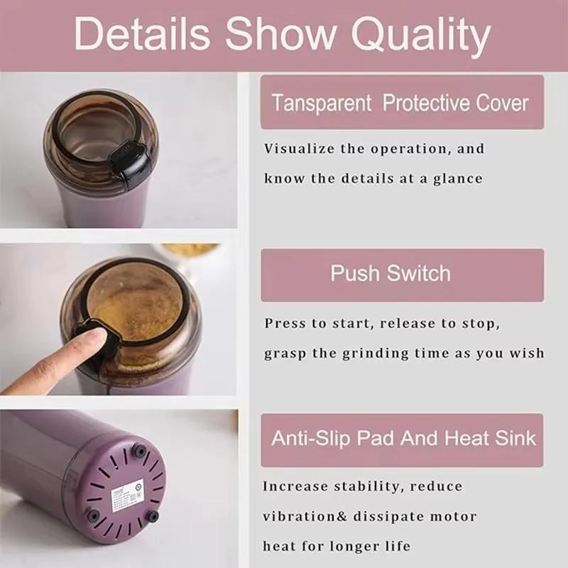 Multifunctional Practical and Convenient Electric Grain Grinder Spice Coffee Bean Grinder Household Portable Herb Grinder