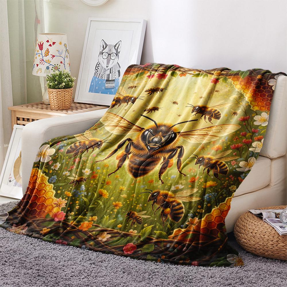 1Pc Cartoon Print Flannel Blanket, High Quality Comfortable for All Seasons, Home Decor, Warmth and Comfort, Perfect for Christmas Birthday Gift
