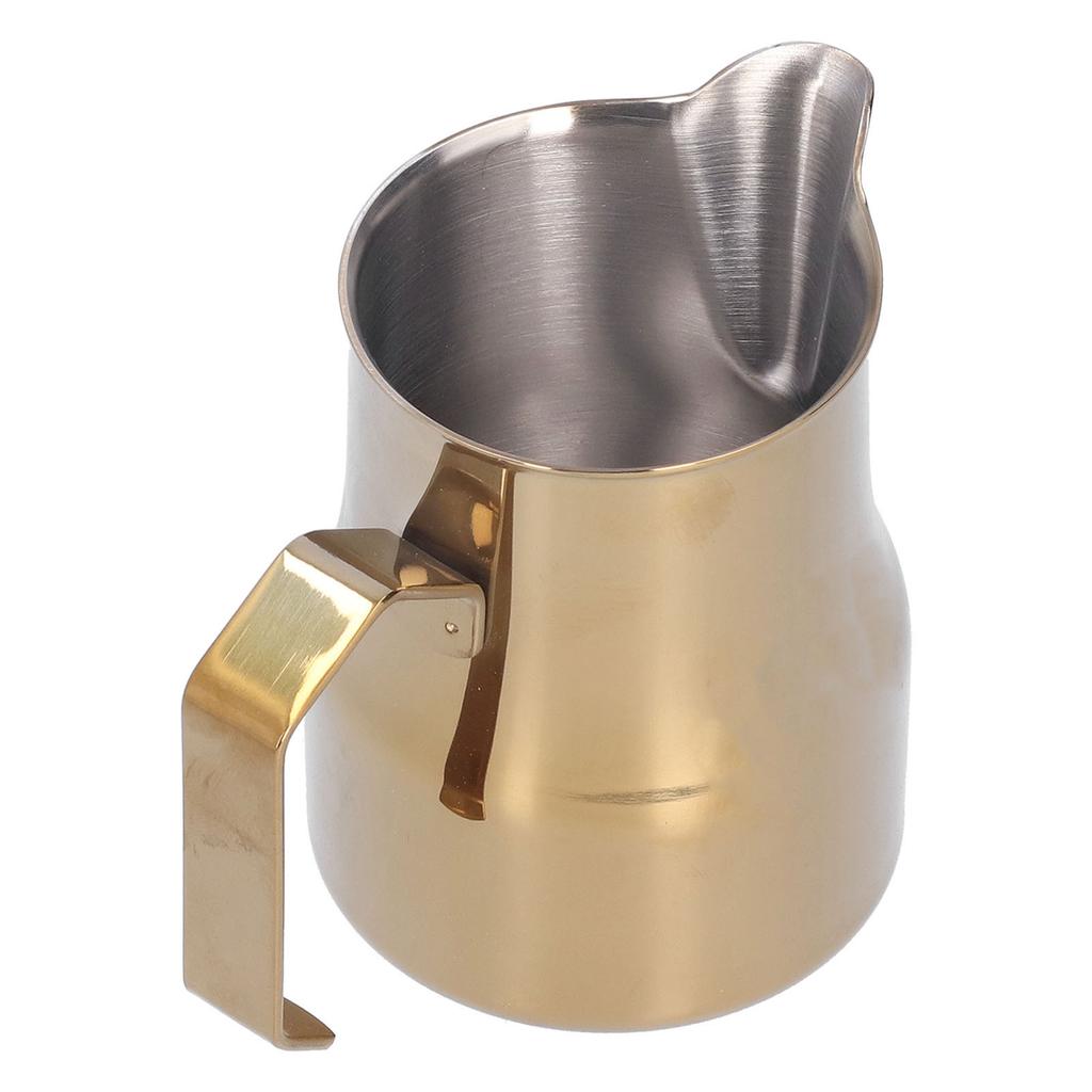 Milk Frothing Cup Stainless Steel Potbellied Fancy Coffee Frothing Jug Pitcher for Home Office(Gold 350ml)