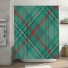 Plaid Shower Curtain Fabric Waterproof Decoration For Bathtub Modern Design Bathroom Accessories (Teal Red)