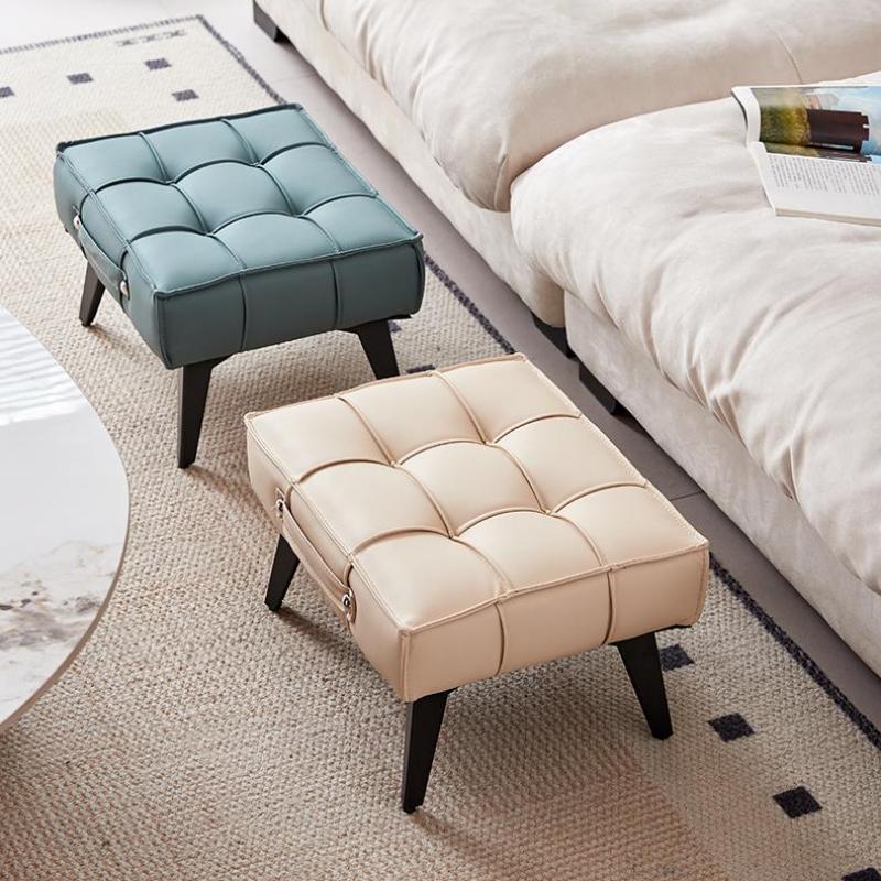 Mesa de Centro Elegante para Sala de Estar Banco para Sofá Resistente a Manchas Banco para Pés Otomano com Alça Banco Largo e Confortável para Sapatos