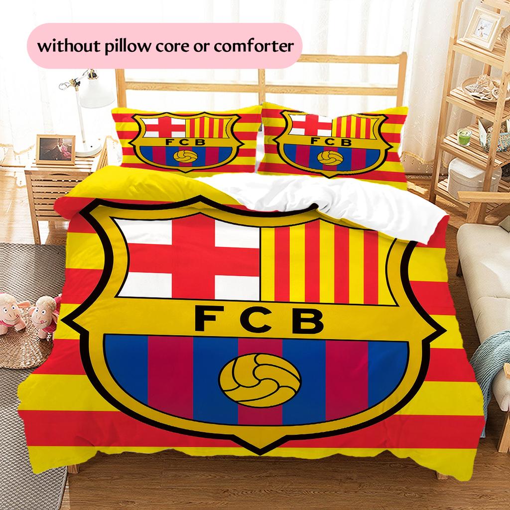 מצעים בעיצוב ברצלונה קישוט לבית מתנת יום הולדת (1 * כיסוי שמיכה + 2 * ציפות, ללא ליבה)