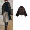 Fall and Winter New Women's Fashion Style Lapel Long Sleeves Corduroy Neckline Waxing Leather Jacket Coat 4369241