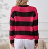 Women's Striped Sweater, Loose And Laid-back, Long-sleeved Pullover, Round-neck Knitted Top