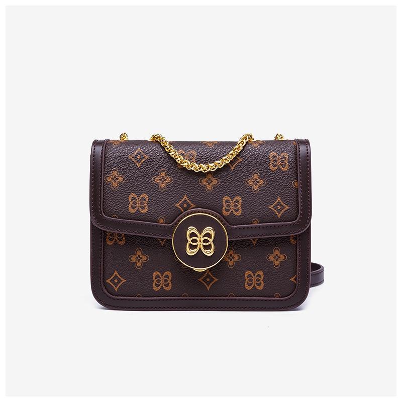 

One shoulder messenger bag OEM plaid tide square bag PVC old flower chain bag Guangzhou women s bag generation Length 22X Height 15X Width 8cm