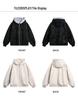 Unisex American-Style Hooded Leather & Cotton Jacket with Fur Collar - Thick, Warm, Winter Coat