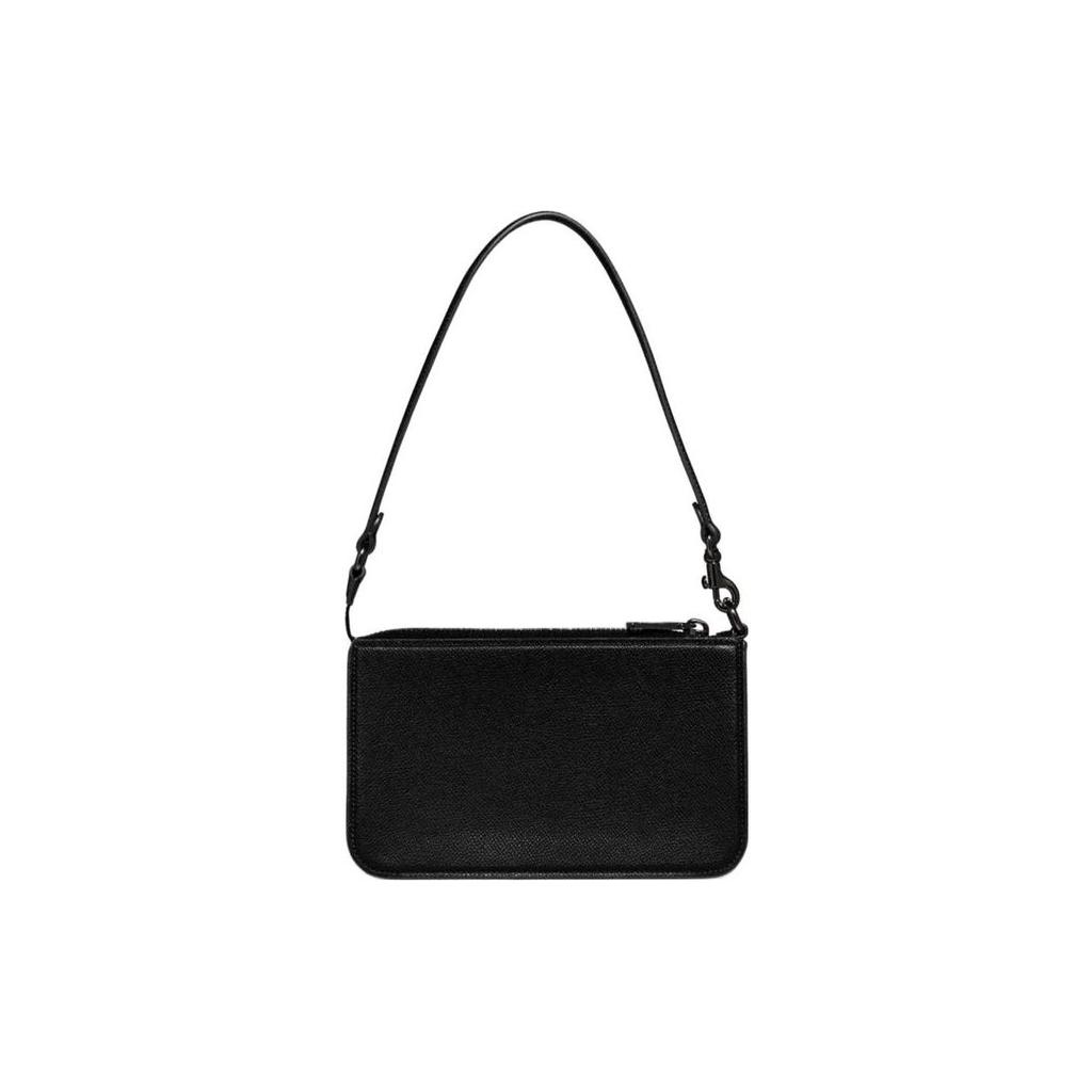New COACH Pouch Cross Grain Leather With Canvas Clutch Handbag, Shoulder Bag Trumpets Women's Black CJ797-BLK