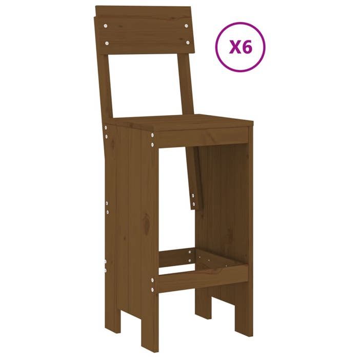 VidaXL Ensemble de bar de jardin 7 pcs marron miel bois de pin massif, ensemble de pub, ensemble de bar de patio, ensemble 3157814