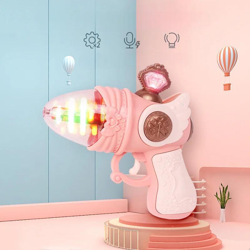 Dívčí kouzelná elektrická pistole zvuková světelná pistole točící se hvězda dekorace Sladká roztomilá princezna hračka nestřílející dárky pro děti k narozeninám