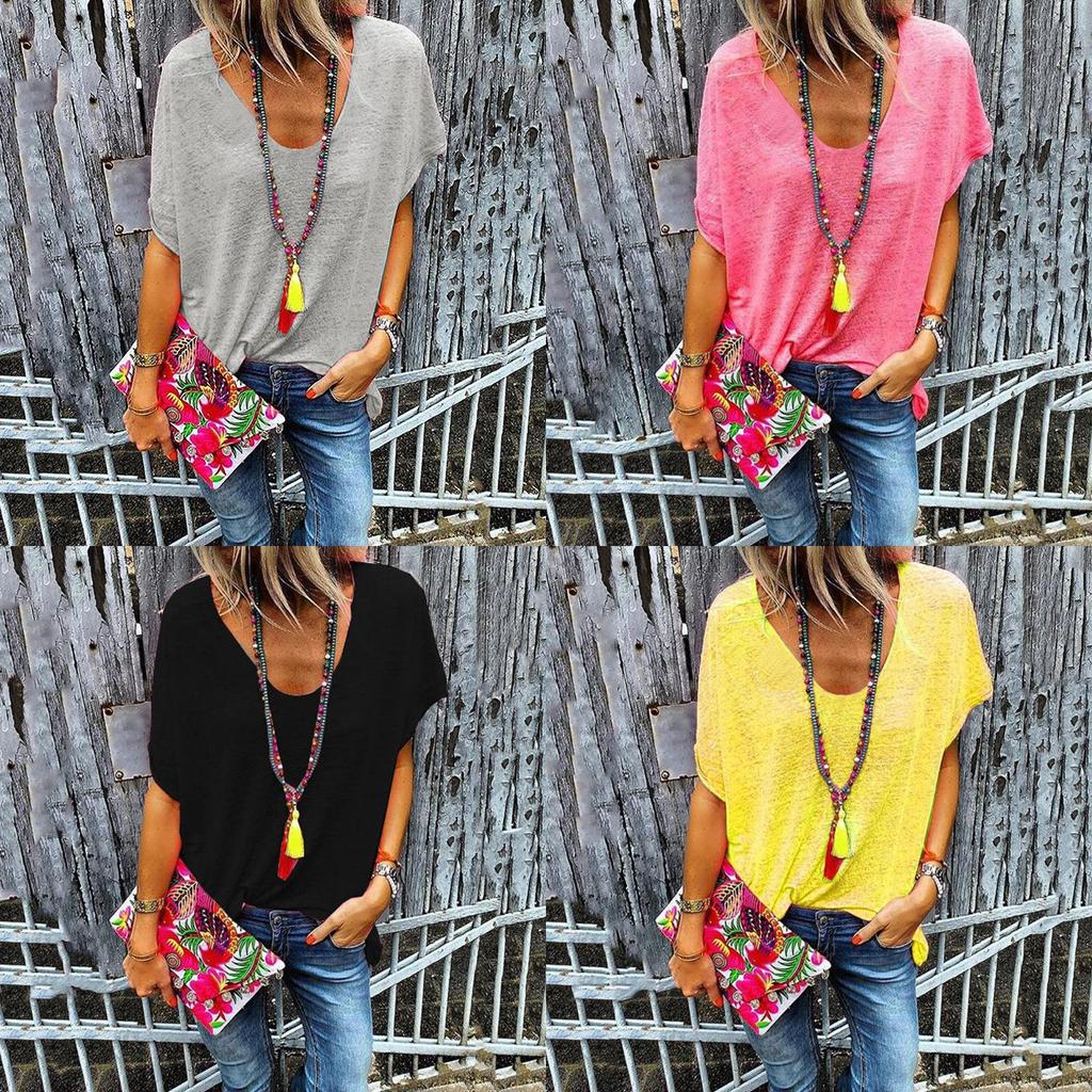 Womens Cotton V Neck Short Sleeve T Shirt With Loose Fit For Casual Spring Season