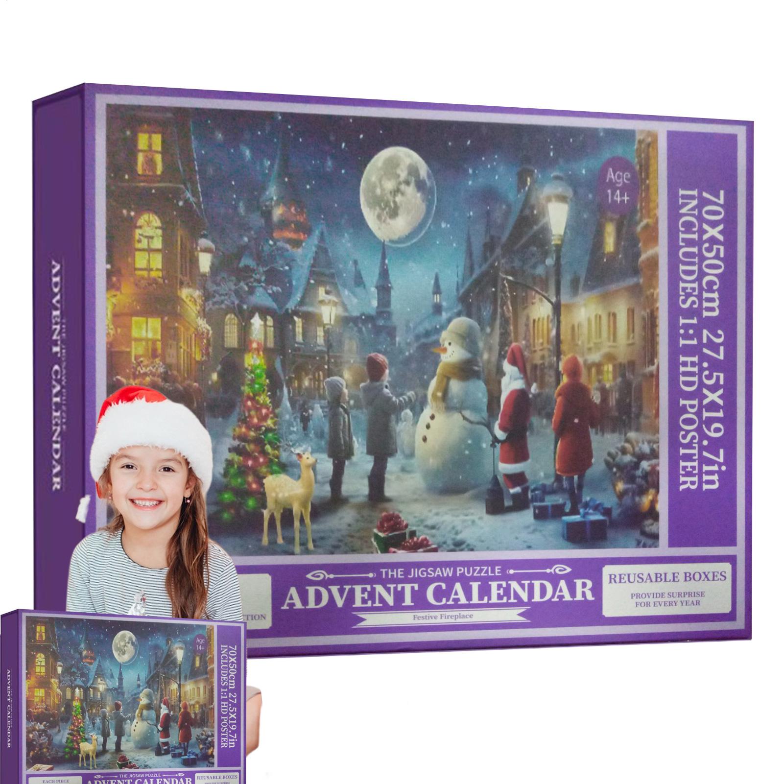 Christmas Countdown Puzzle 1008 Pieces Cute Calendars Figures Toys Holiday Puzzle Ornament With 24Days For Family Kids Teen other