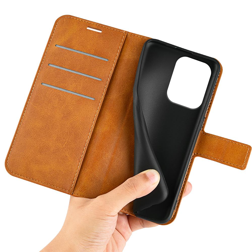 For Oppo Reno13 5G (Global) Stand Case Anti-Scratch Calf Texture Leather Phone Cover