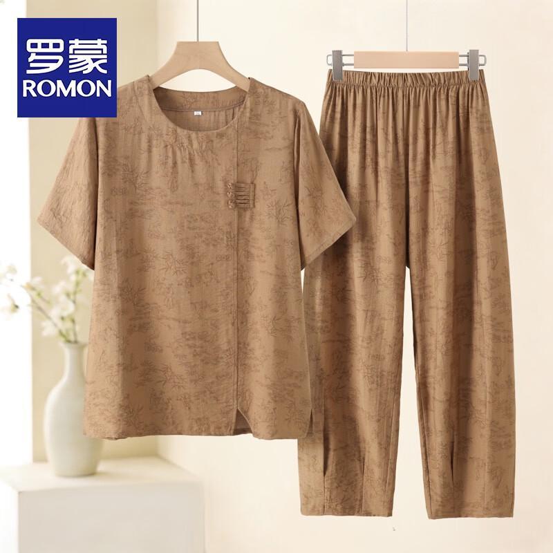 ROMON New Chinese Style Women s Summer Two-Piece Set 3XL