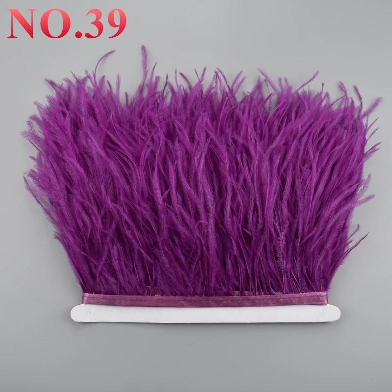 10Meters/Lot Ostrich Feathers On Ribbon Tape 10-15Cm  Feather Trim Boa For Clothes Sewing Fringe Diy Wedding Decoration
