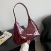 Glänzende Leder-Achseltaschen für Damen Designer-Modetaschen solide Umhängetaschen Damentaschen