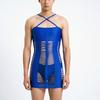 Sky Blue Male Sexy Lingerie For Men'S European Underwear Guy Hollow Out Fishnet Tops Black Color Mesh Clothes Hombre Lencería