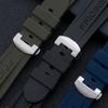 Soft Nature Rubber 26mm Black Blue Red Orange Green Waterproof Watchband For Panerai Strap 47mm Dial Wristband Folding buckle