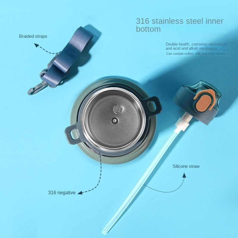 Vacuum Cup Student Only Water Cup 316 Stainless Steel Roomy Mens and Womens Messenger Lightweight Straw Active Kettle