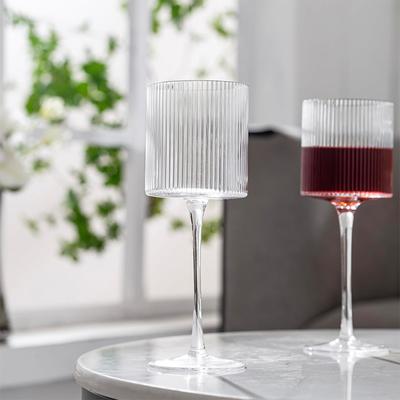 4PCS French Vertical Lines Champagne Glasses Home Glass Goblets High-end Red Wine Glasses White Wine Glasses Cocktail Glasses
