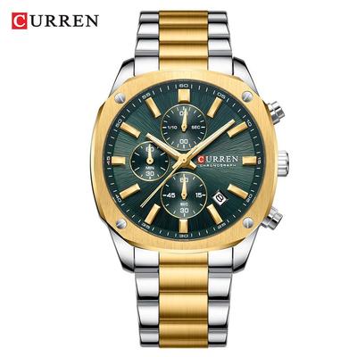 CURREN 8490 Herren Quadratische Multifunktionale Wasserdichte Armbanduhr mit Kalenderfunktion