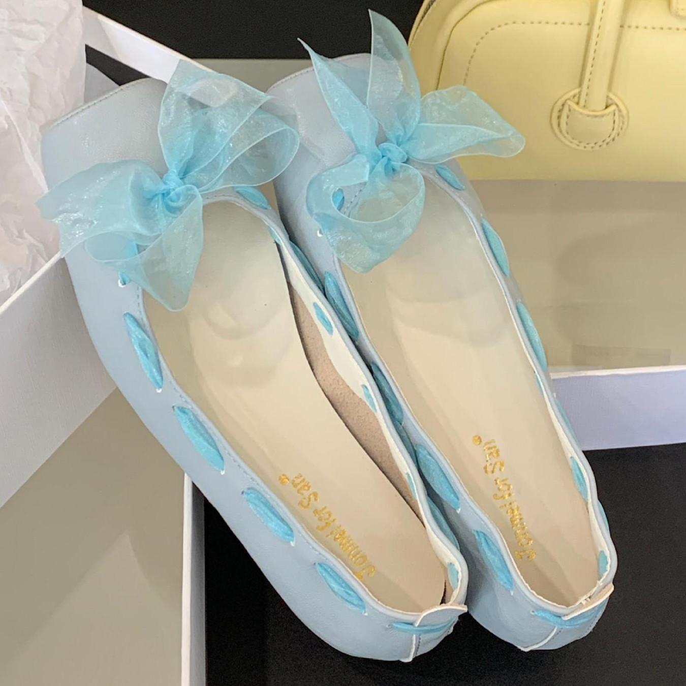 

IPPEUM Туфли Мэри Джейн 2025 Новые Синие Балетки Лодочки Плоские Балетки Для Женщин 245 небесно-голубой