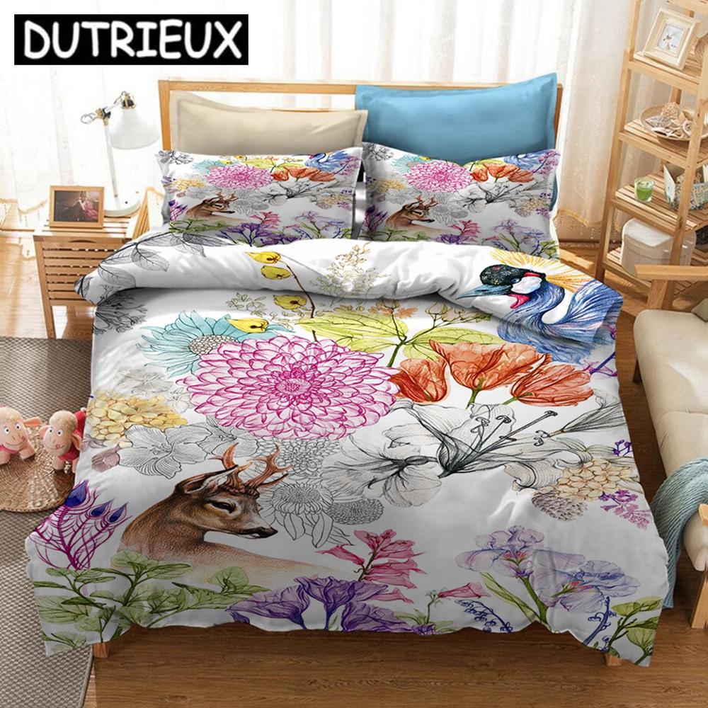 Flowers And Plants 3D Printed Bedding Set Duvet Covers Pillowcases Comforter Bedding Set Bedclothes Bed Linen