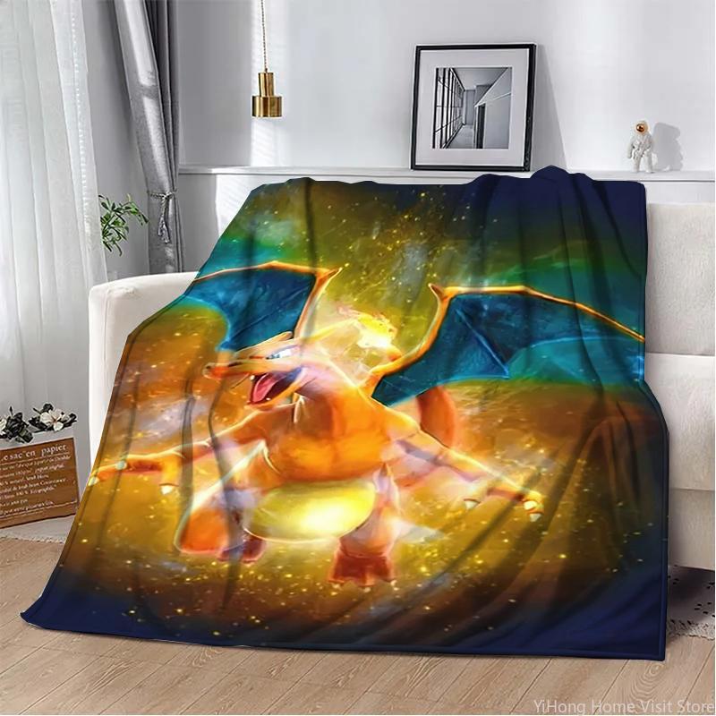 Pokemon Charmander Cute Cartoon Flannel Fluffy Throw Camping Blankets for Children Sofa Throw Thin Picnic Blanket Fashion Gifts