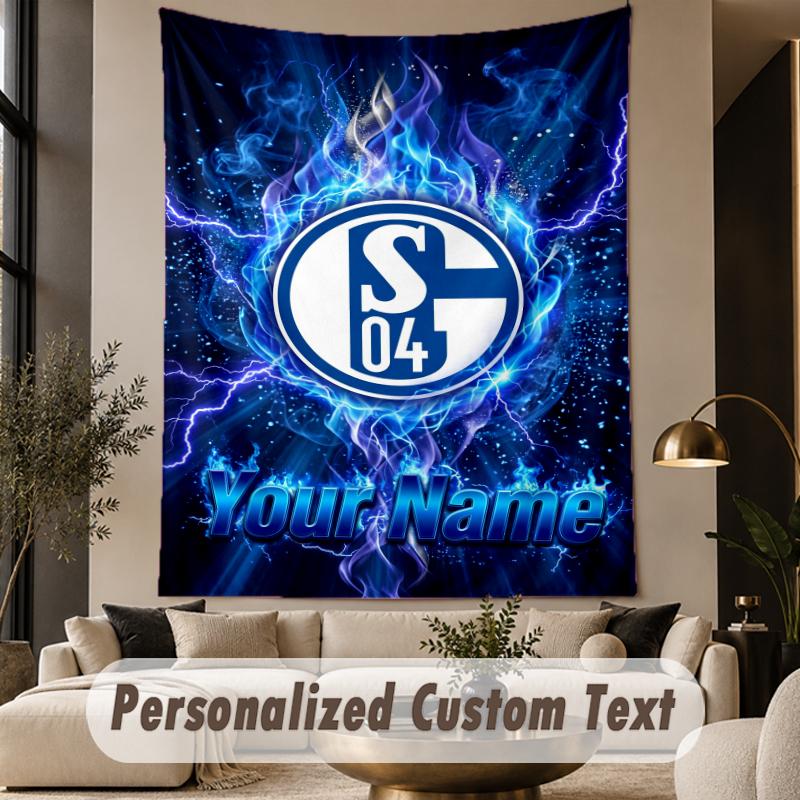Custom Text Tapestry Schalke 04 FC Print Wall Tapestry Indoor Living Room Wall Decor