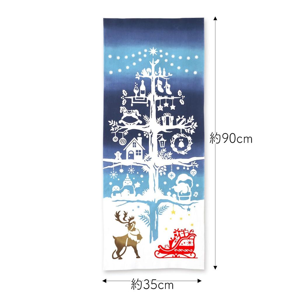 Miyamoto Kenema Tenugui Hand Christmas New 35 X 90 Cm Chū-dyed Towel, "Holy Night" Pattern, Blue, 50229, Approx.