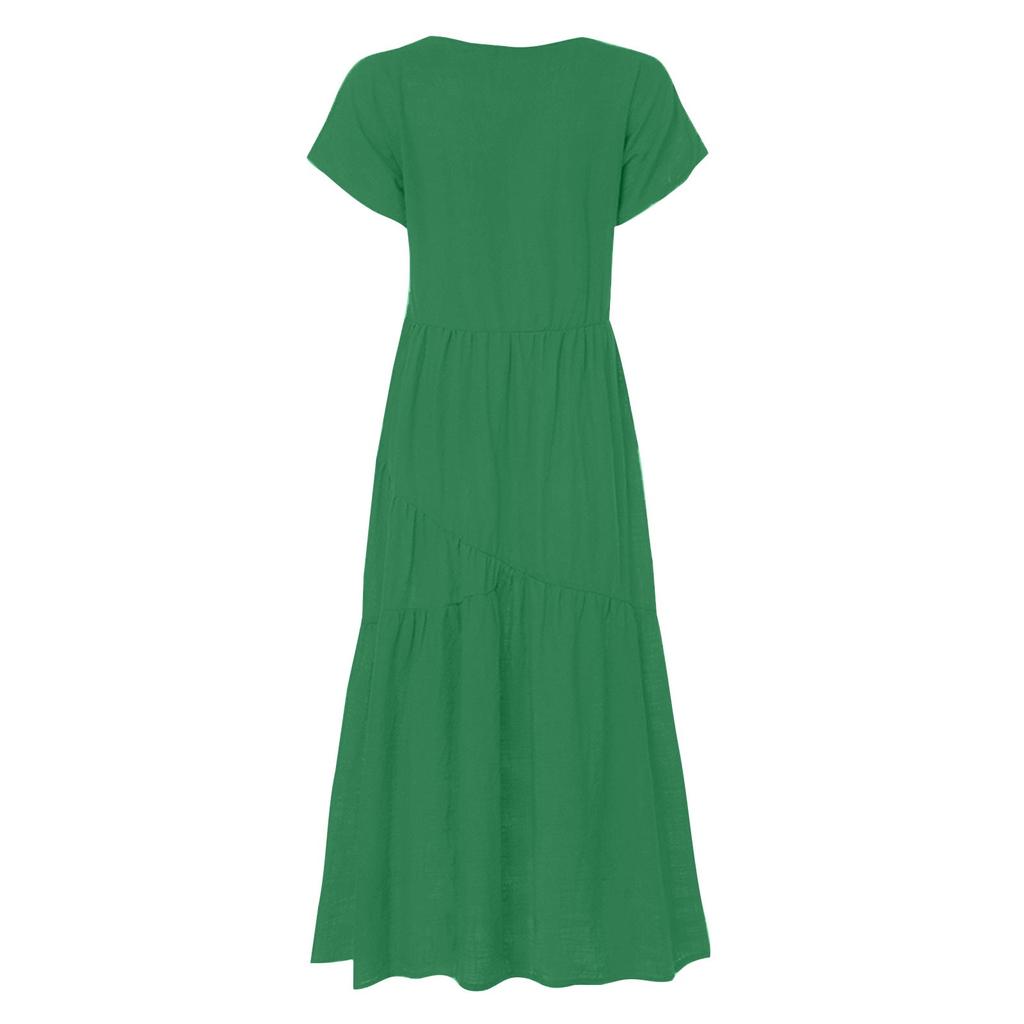 Womens Short Sleeve Casual Party Evening Club Long Maxi Dress