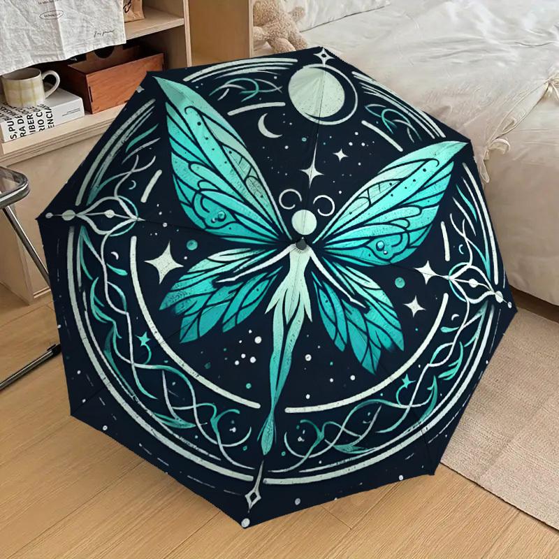 1pc Enchanted Celestial Butterfly Mandala Umbrella with Plastic Handle,Suitable for All Seasons Home Travel Outdoor UmbrellaDD998