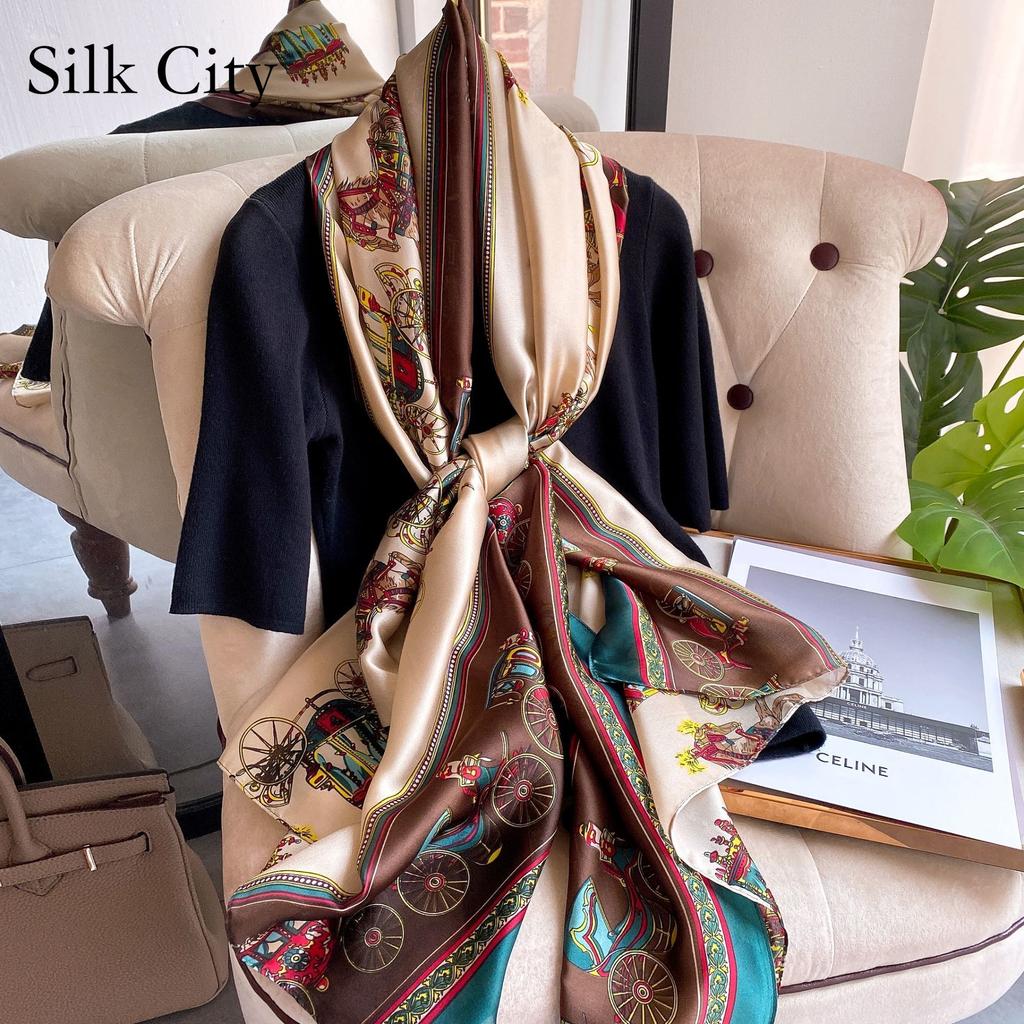 FONYVE Satin Silk Square Scarfs For Women Hair Scarves And