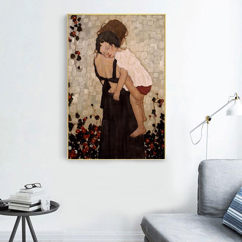 Modem Home Decor Canvas Painting Mother and Child Figure Posters and Prints Wall Art Pictures for Living Room Cuadros Home Decor