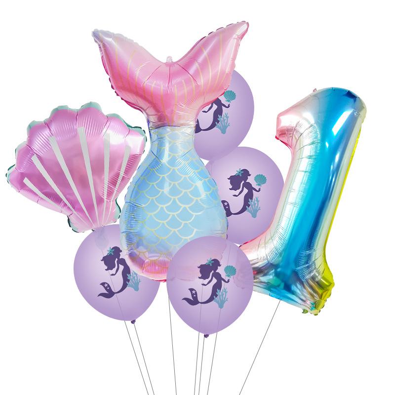 

Mermaid 32 inch gradual change color digital aluminum film balloon set latex combination 1