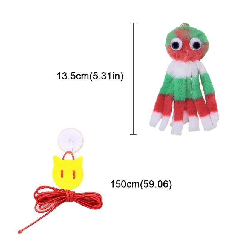 Adjustable Sound Octopus Cat Toy Mint Plush with 1.5ft Elastic Rope Interactive Pet Supplies for Cute Design Cats Playing Toy