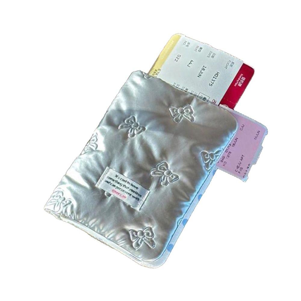 

Creative Pink Silver Passport Cover PU Bowknot Certificates Passport Bag Accessories Anti Theft Ticket Clamp срібний