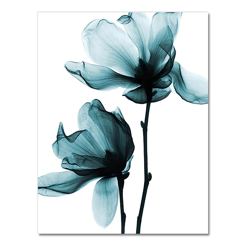 Nordisch Canvas Schilderij Bloemen Poster Blauw Bloemen Wandkunst Print voor Vintage Woonkamer Decoratieve Wandafbeeldingen