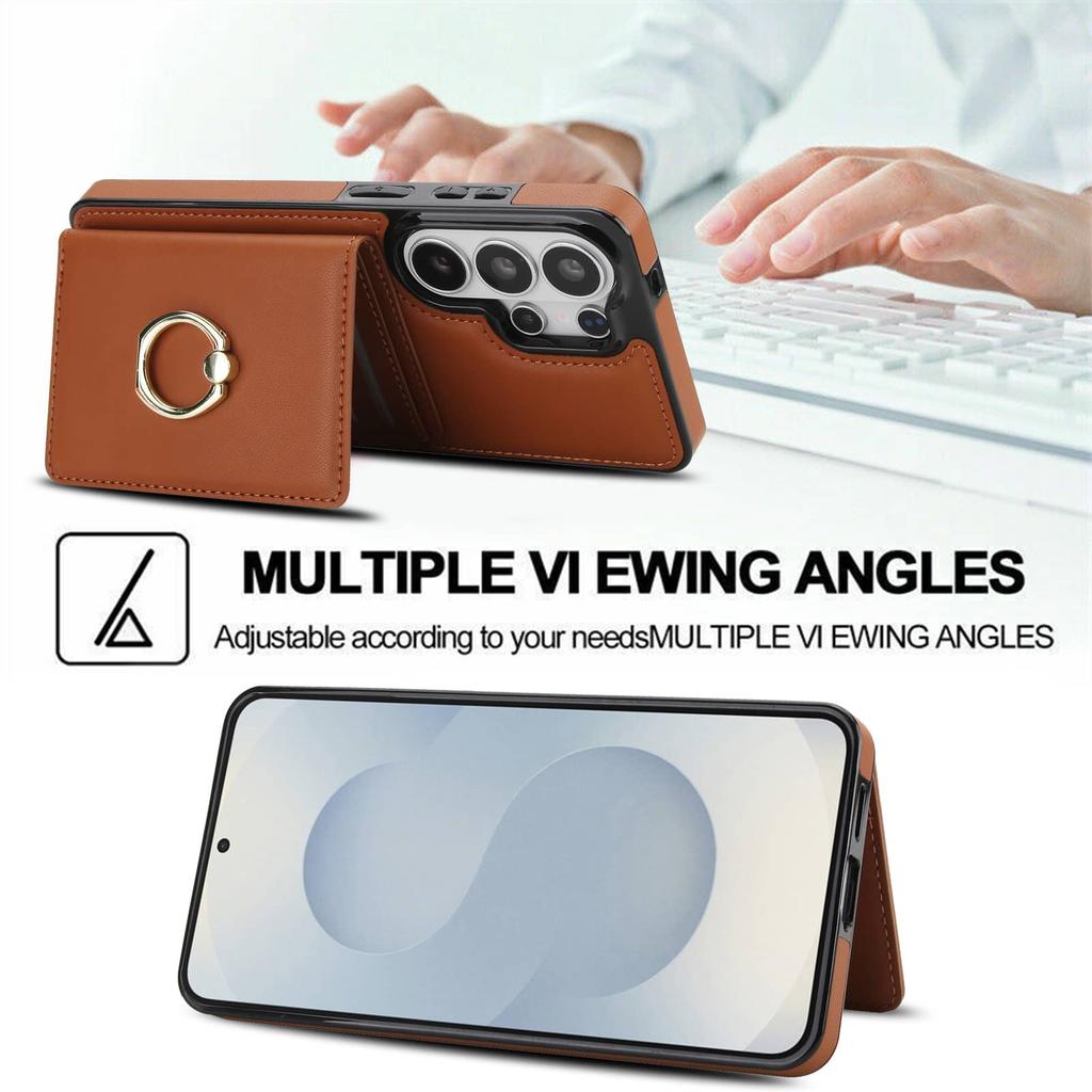 Brieftaschen-Hülle mit Kartenhalter, 360° drehbarer Ring-Ständer, Magnetverschluss und Langlebig für Samsung Galaxy S26 Ultra/S26 Plus/S26