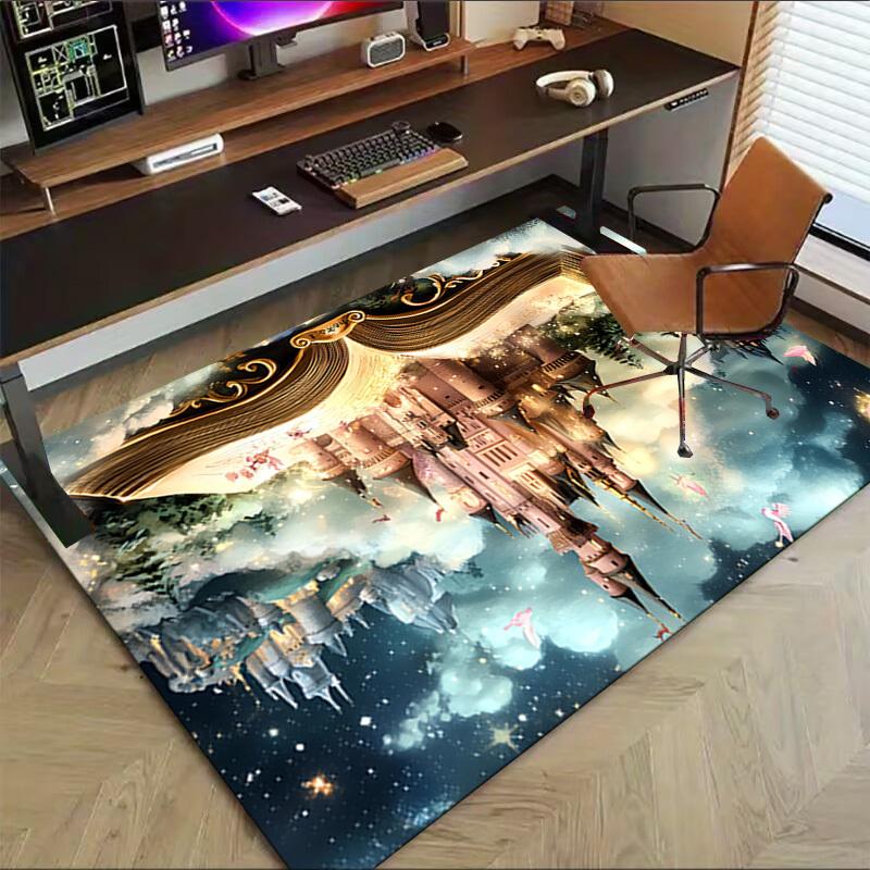 castle fantasy Crystal Velvet chair mat Area Rug - Non-Slip, Floor Mat, Office Desk Chair Rugs, Bedroom Decor.Christmas Gift-1106151